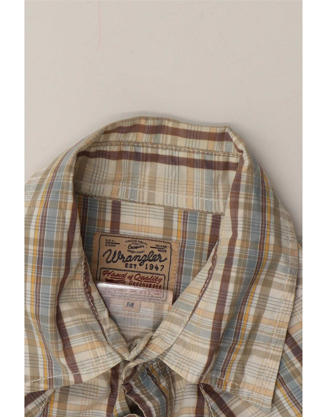 Koszula męska z krótkim rękawem Wrangler w średnią beżową kratkę