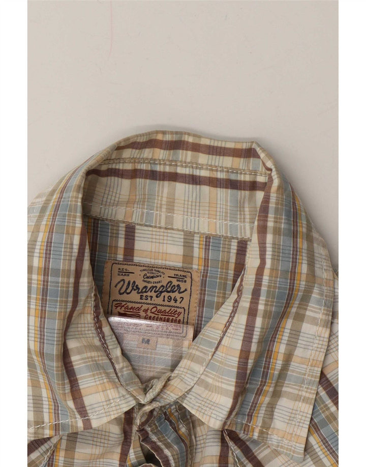 Koszula męska z krótkim rękawem Wrangler w średnią beżową kratkę