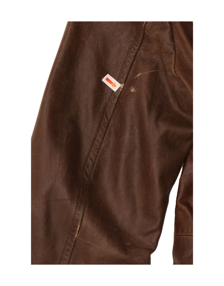 MAX & CO. Womens Leather Coat UK 14 Medium Brown Leather Vintage Max & Co. and Second-Hand Max & Co. from Messina Hembry 