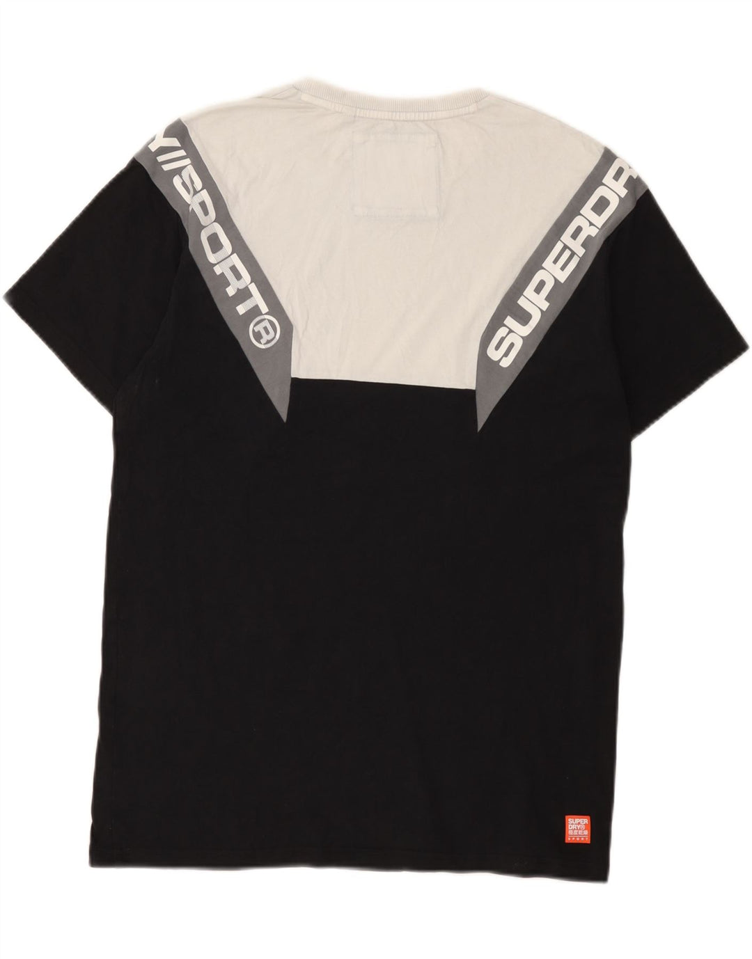 Męski T-shirt z grafiką Superdry, bawełniana średnia czarna, z blokami kolorów
