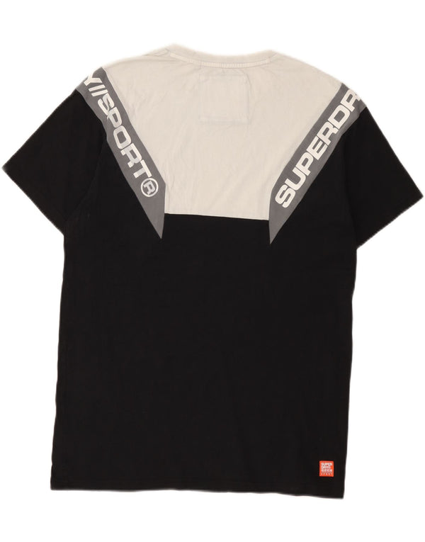 Męski T-shirt z grafiką Superdry, bawełniana średnia czarna, z blokami kolorów