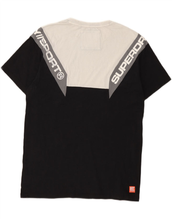 Męski T-shirt z grafiką Superdry, bawełniana średnia czarna, z blokami kolorów
