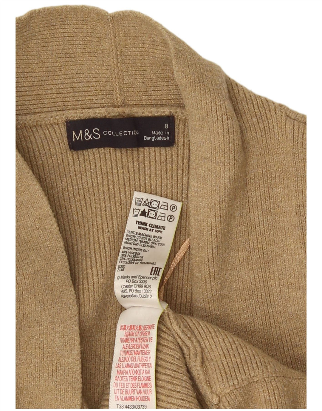 Marks & Spencer Damski sweter rozpinany UK 8 Small Beżowa Wiskoza