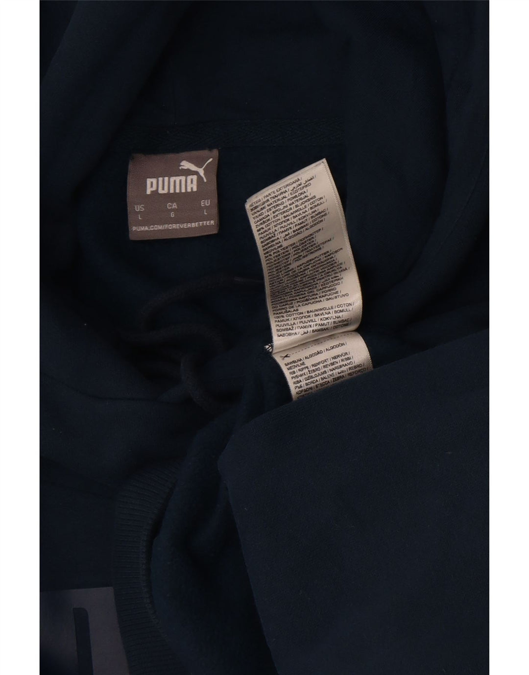 Męski sweter z kapturem Puma z grafiką, duży, niebieski, bawełniany
