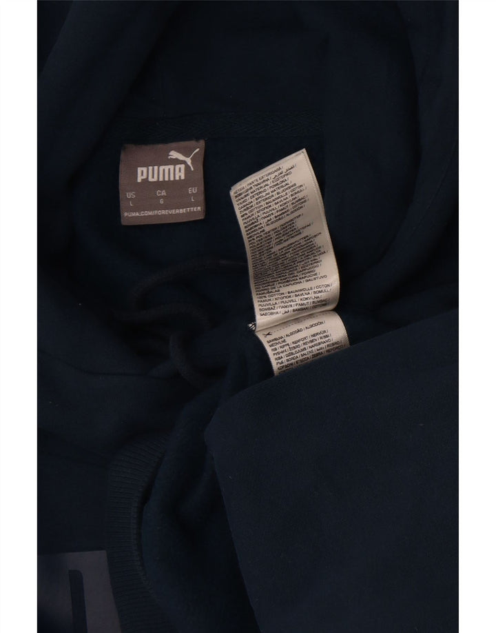 Męski sweter z kapturem Puma z grafiką, duży, niebieski, bawełniany