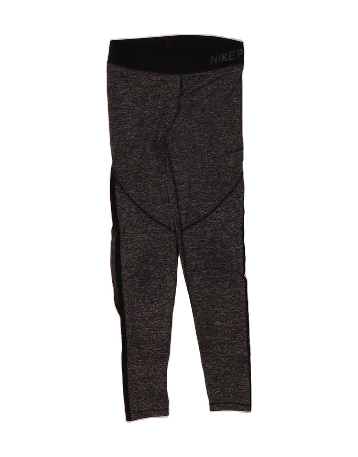NIKE Womens Graphic Leggings UK 12 Medium  Grey Flecked Nylon Vintage Nike and Second-Hand Nike from Messina Hembry 