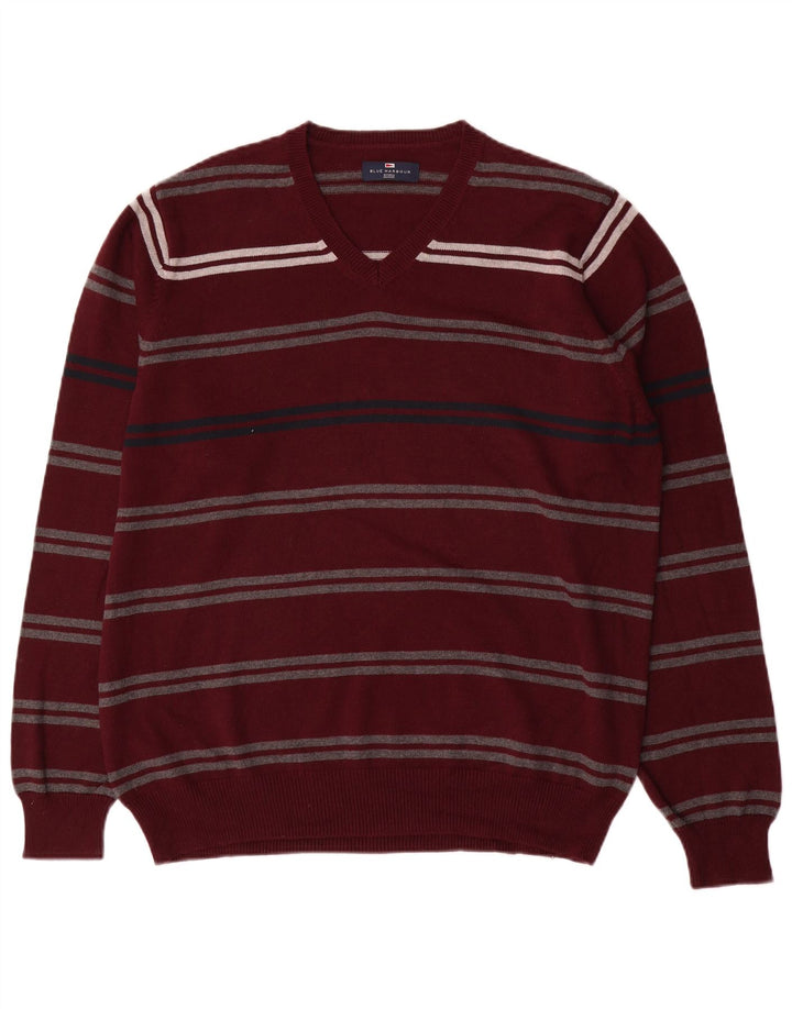 Męski sweter Marks & Spencer Blue Harbor z dekoltem w kształcie litery V, duży bordowy