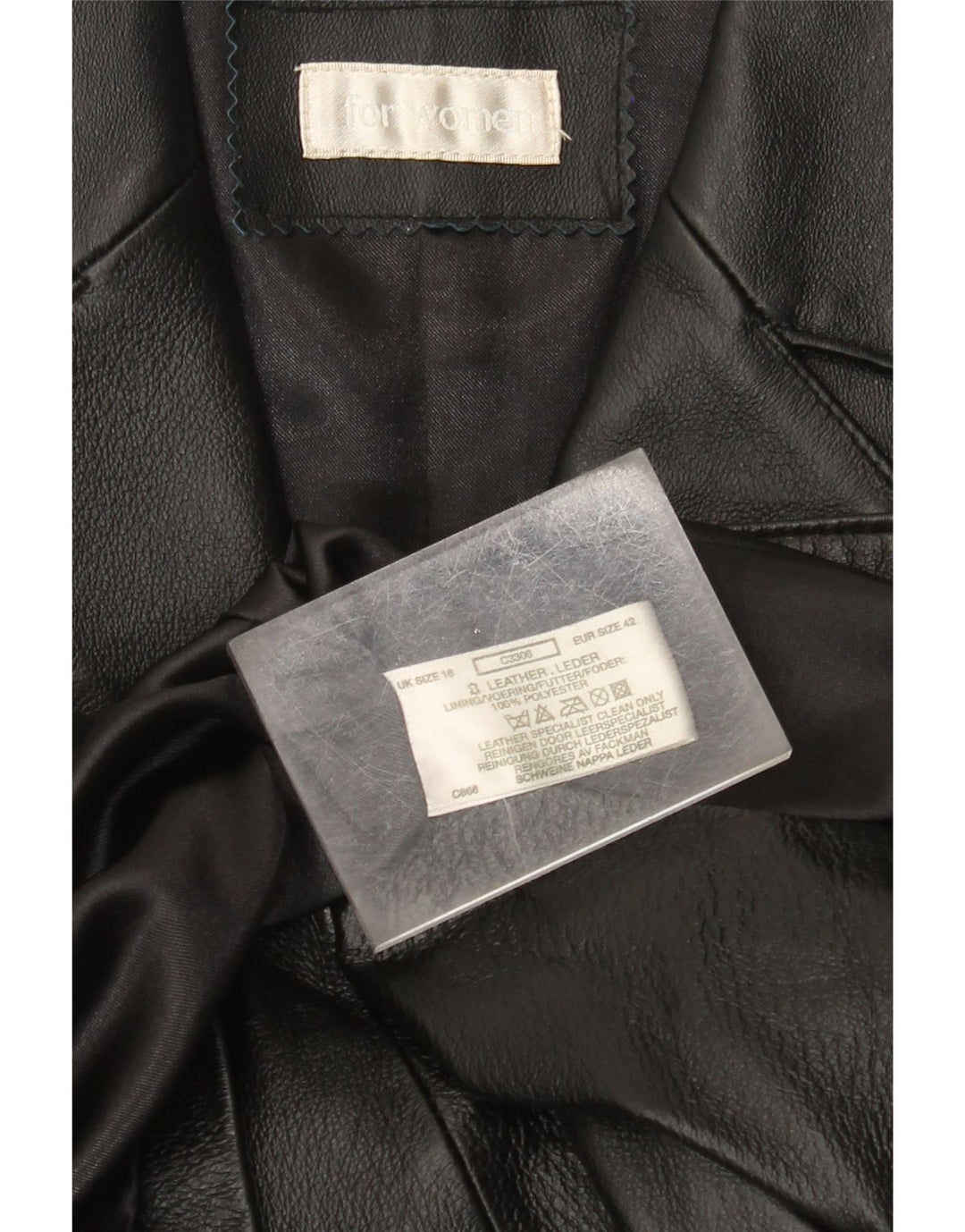 Vintage damski płaszcz skórzany UK 18 XL czarna skóra