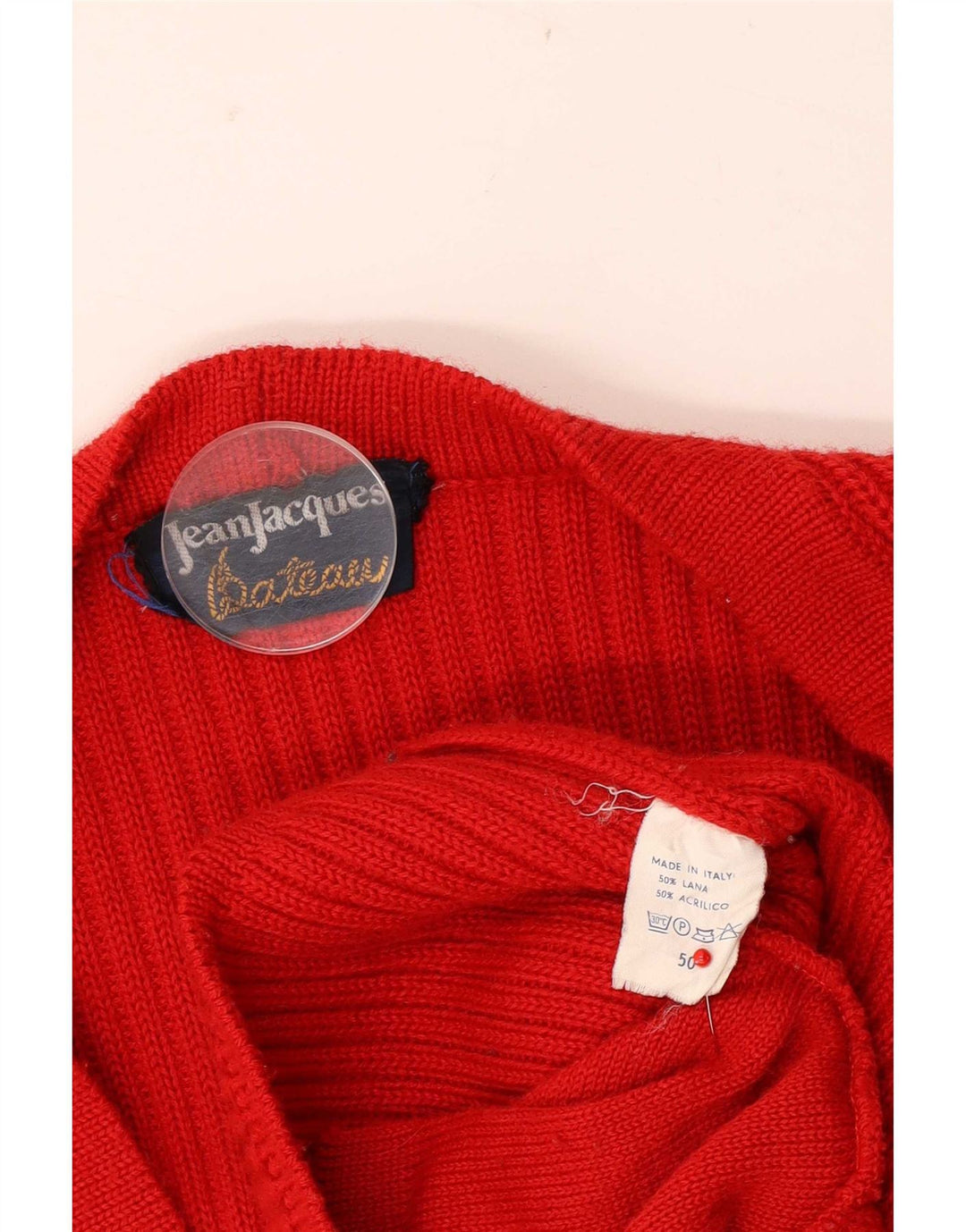 Męski sweter rozpinany Jean Jacques IT 50 Średniej czerwonej wełny