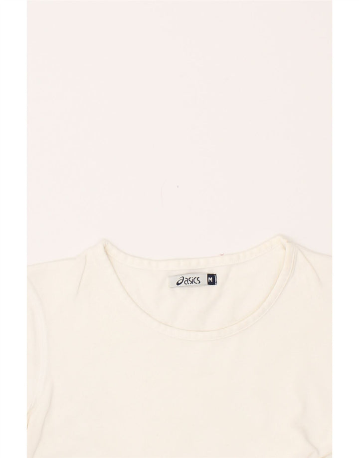 ASICS Womens Crop T-Shirt Top UK 12 Medium White Vintage Asics and Second-Hand Asics from Messina Hembry 