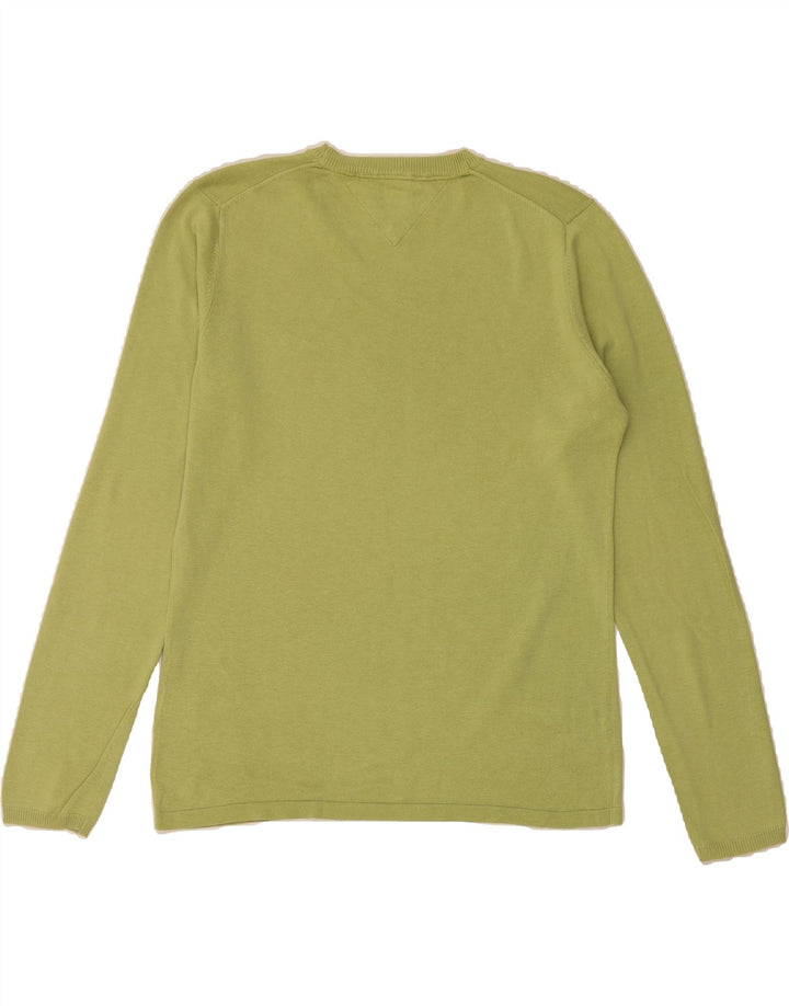 TOMMY HILFIGER Mens Crew Neck Jumper Sweater Medium Green Cotton Vintage Tommy Hilfiger and Second-Hand Tommy Hilfiger from Messina Hembry 