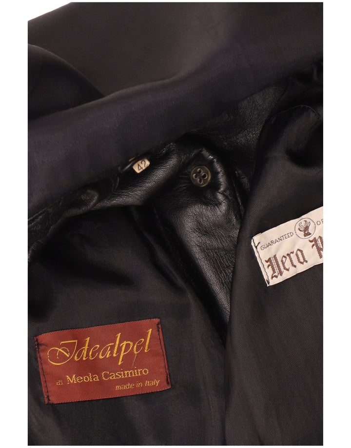 Vintage damska kurtka skórzana IT 42, średnia czarna skóra