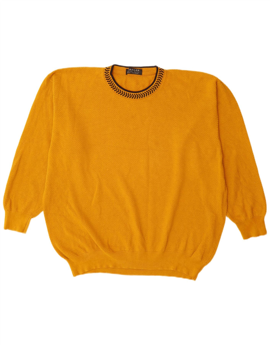 Męski sweter z okrągłym dekoltem Jaeger UK 44 XL Żółta bawełna