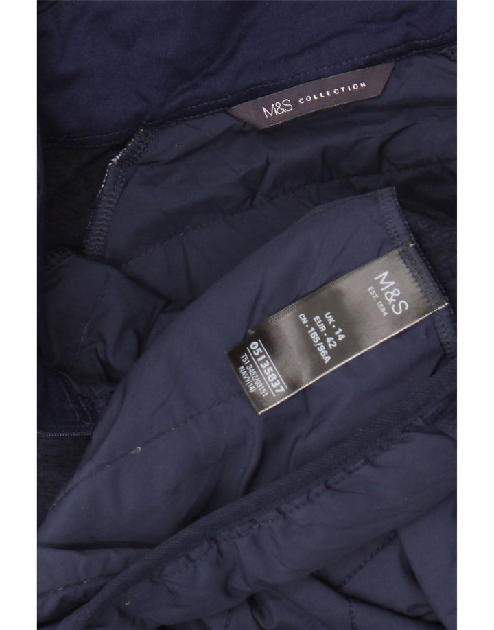 MARKS & SPENCER Womens Hooded Tracksuit Top Jacket UK 14 Medium Navy Blue