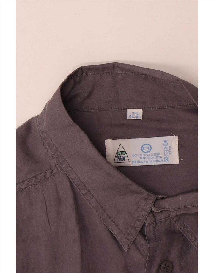 Nowa koszula męska Fast z krótkim rękawem, rozmiar 45/46 2XL, szary jedwab