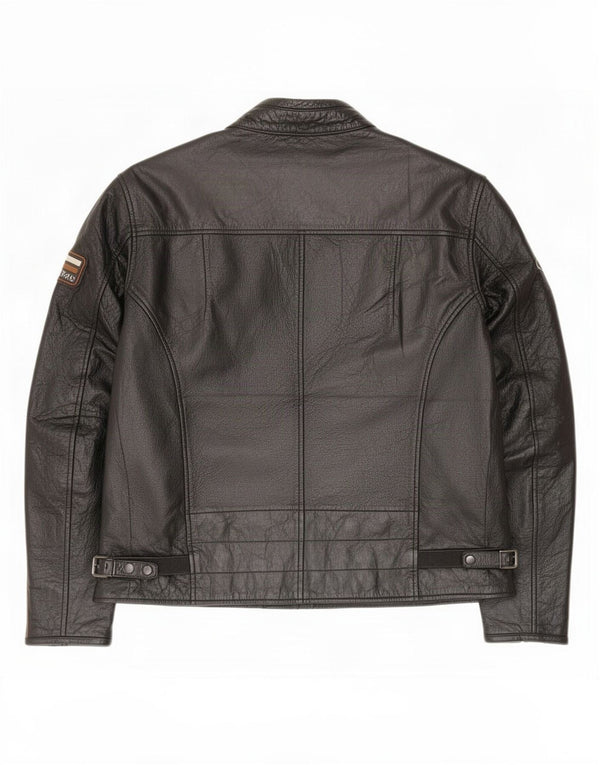 Męska kurtka motocyklowa w stylu vintage z grafiką wyścigową UK 44 2XL w kolorze czarnym