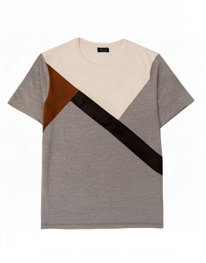 Męska koszulka T-shirt Zara XL, szary, blok kolorów