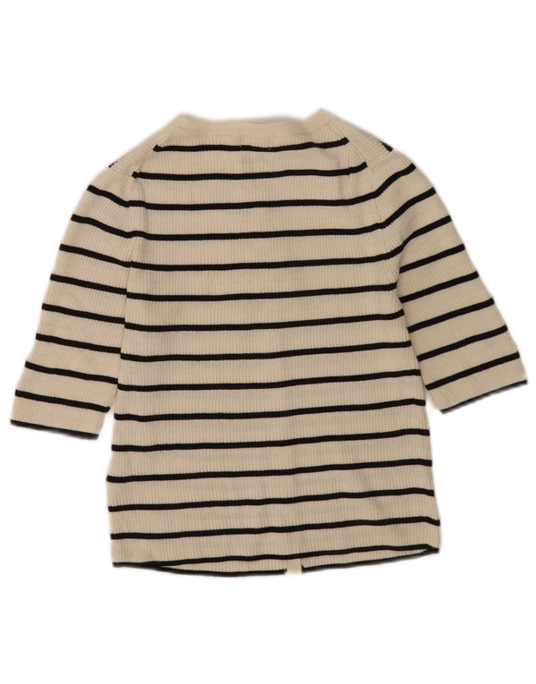 Sweter damski Massimo Dutti Crop Cardigan UK 10 w małe złamane białe paski