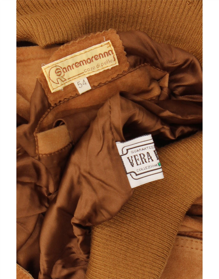 Vintage męska zamszowa kurtka bomber IT 54 2XL brązowa skóra