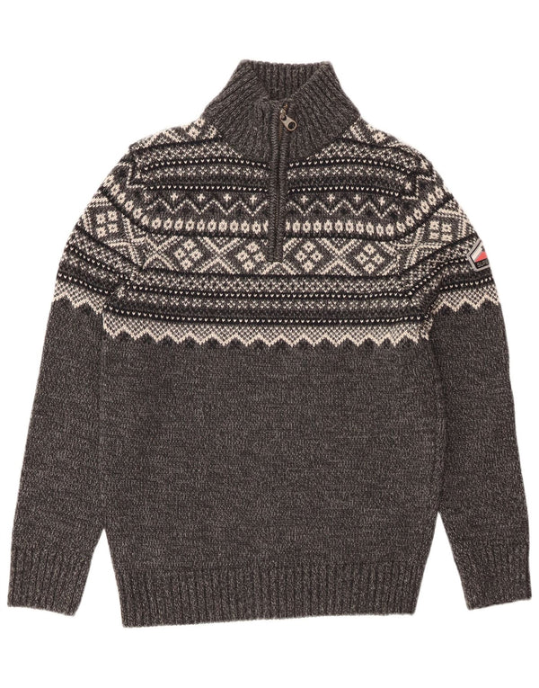 Męski sweter z zamkiem błyskawicznym Superdry XL, szary, akryl Fair Isle