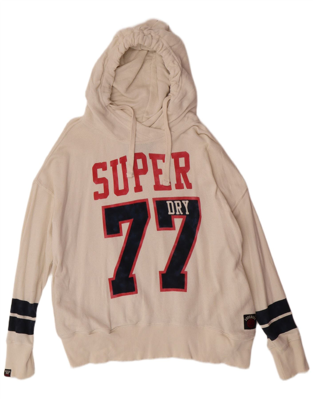 Damski sweter z kapturem Superdry Graphic UK 18 XL Off White Cotton College