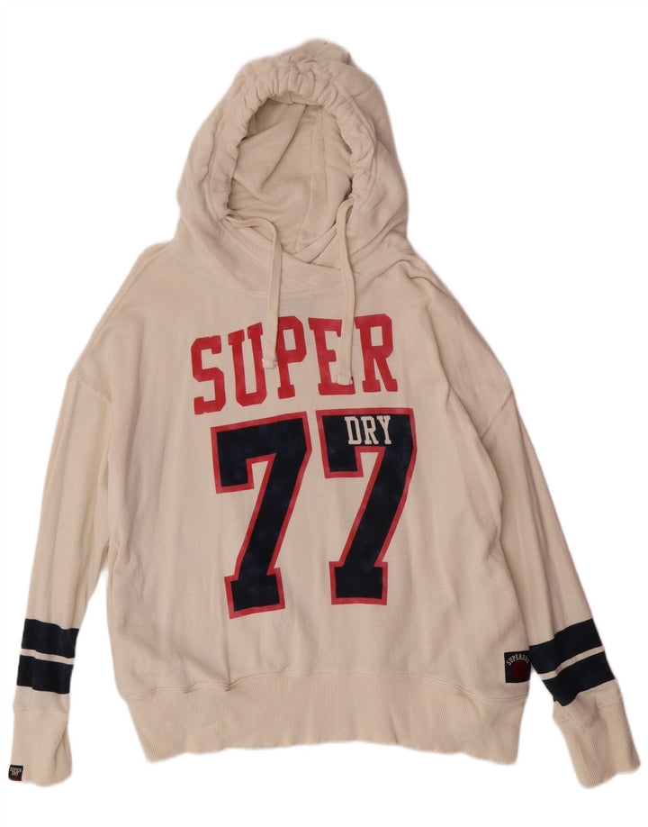Damski sweter z kapturem Superdry Graphic UK 18 XL Off White Cotton College