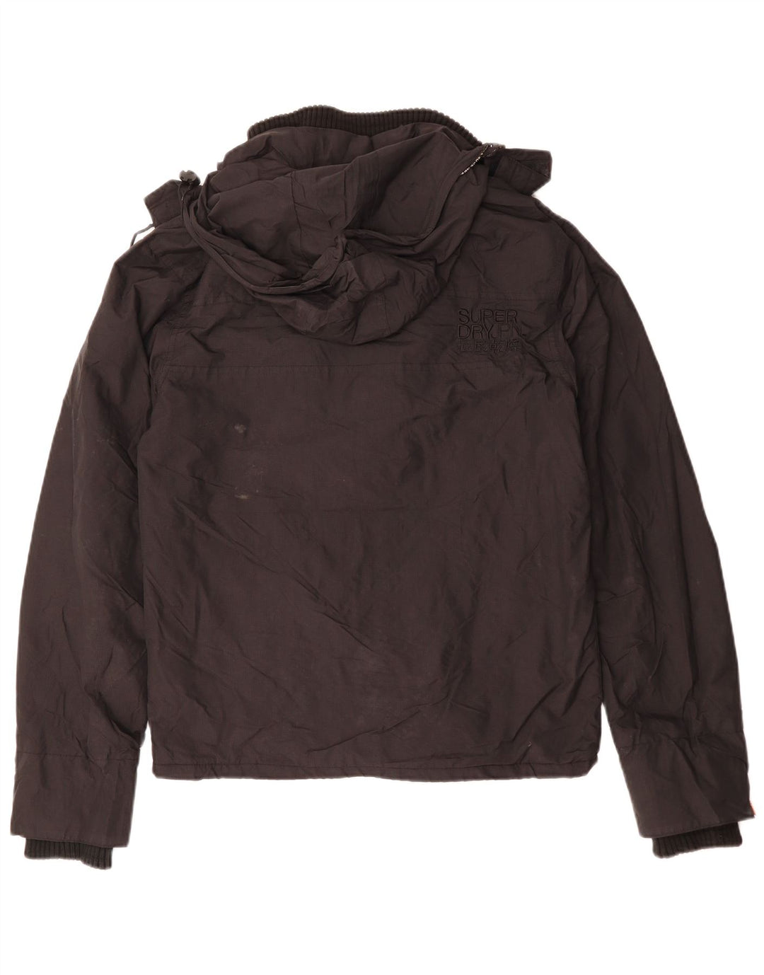 SUPERDRY Męska kurtka wiatrówka z kapturem UK 38, średni czarny poliester