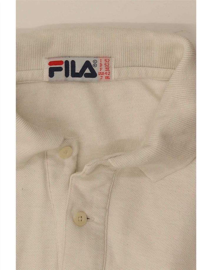 Męska koszulka polo Fila z długim rękawem US 42, duża, biała
