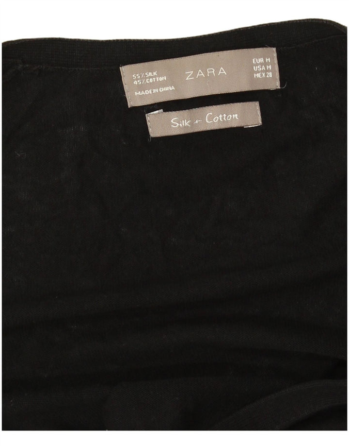 Damski sweter o przedłużonym fasonie Zara UK 14, średni czarny jedwab