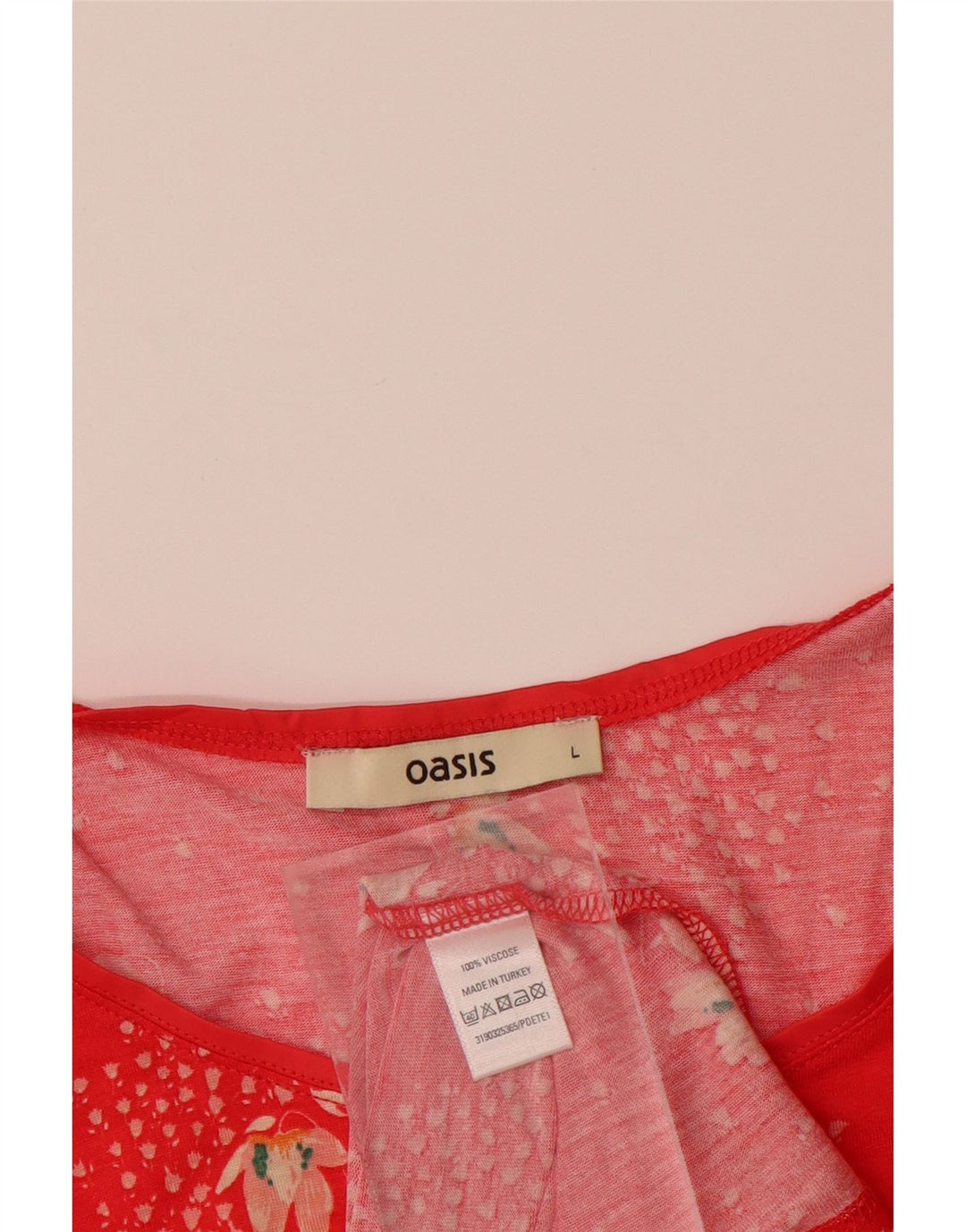 Top damski pod kamizelkę OASIS UK 14, duży, czerwony, w kwiaty, wiskoza