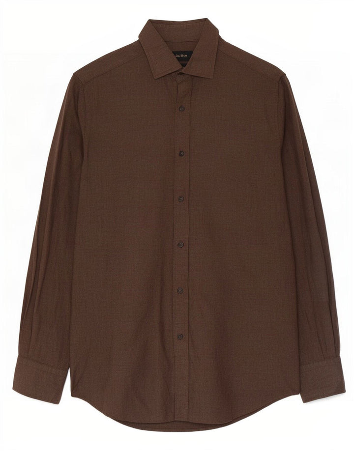 Koszula męska Massimo Dutti, mała, brązowa, bawełniana