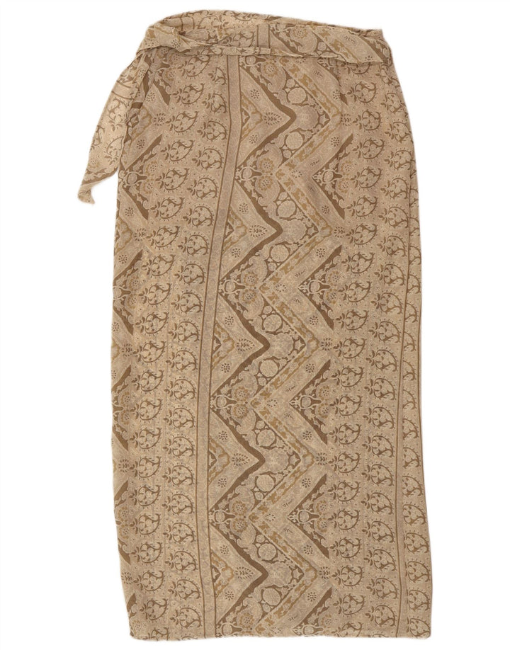 Vintage damska spódnica Maxi Wrap Medium W28 beżowy kwiatowy