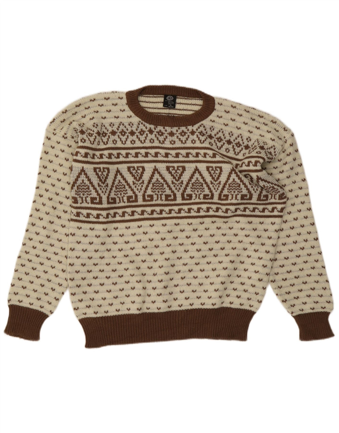 Sweter męski C&A z okrągłym dekoltem IT 48/50 średni beż Fair Isle