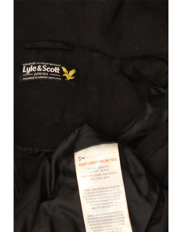 LYLE & SCOTT Chłopięcy, ocieplany płaszcz z kapturem, 15-16 lat, czarny, poliester