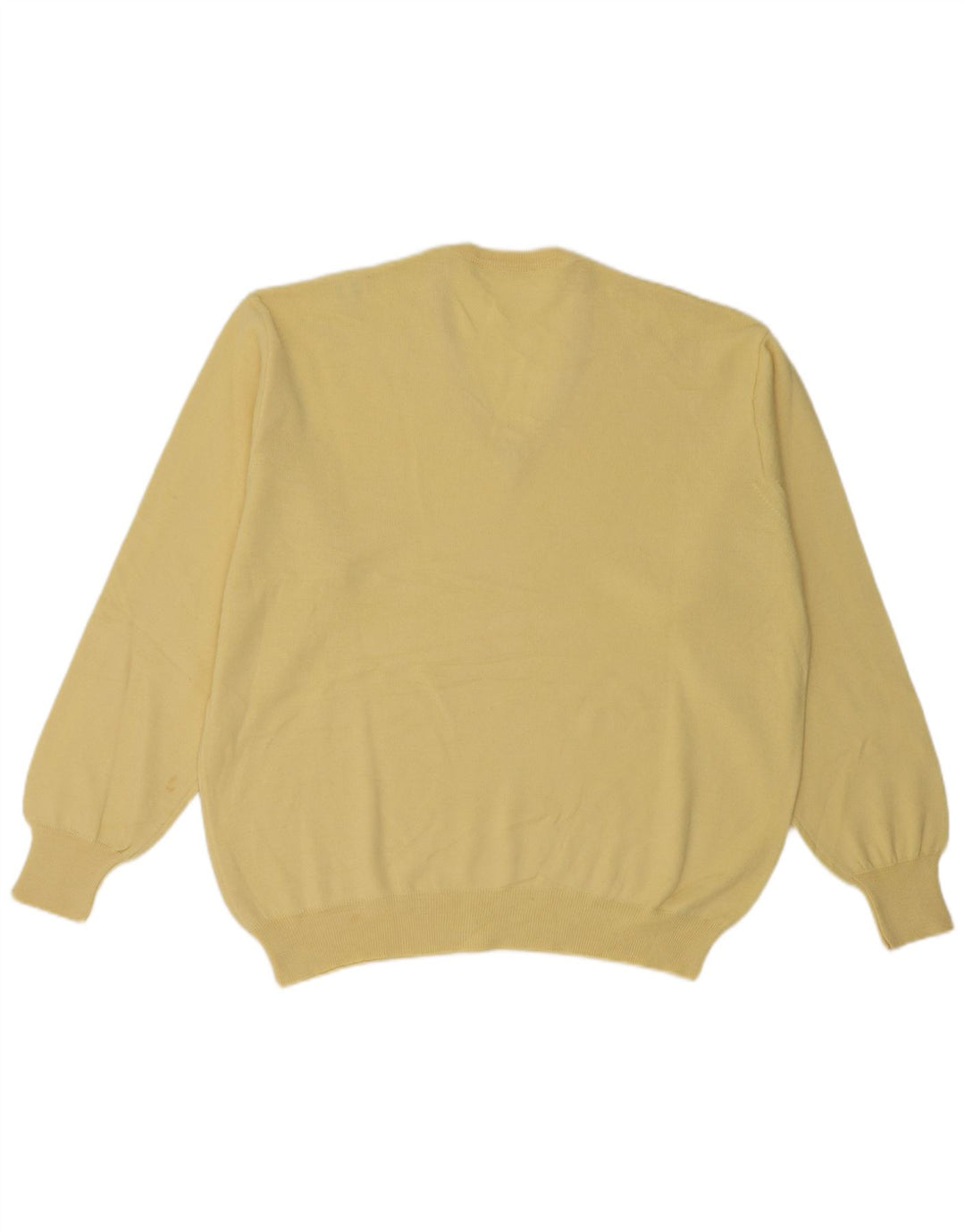 Sweter męski w stylu vintage z dekoltem w szpic, duży, żółty