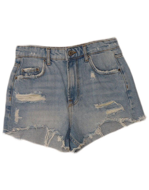 Zara Womens Distressed Denim Shorts EU 36 XS W26  Blue