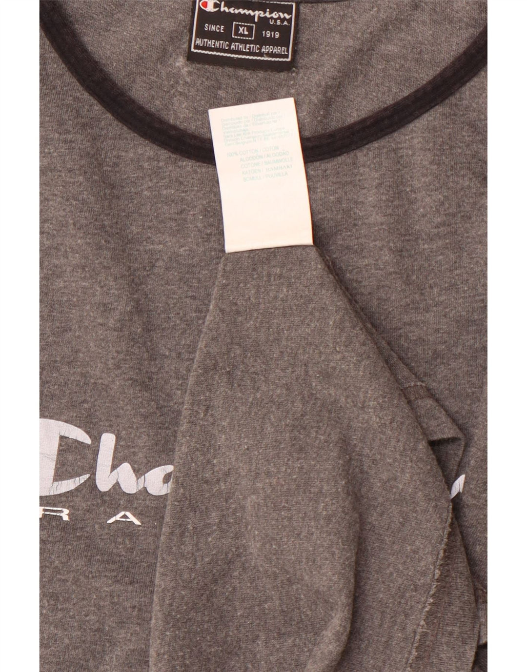 Damska koszulka z grafiką CHAMPION Top UK 18 XL, szara bawełna