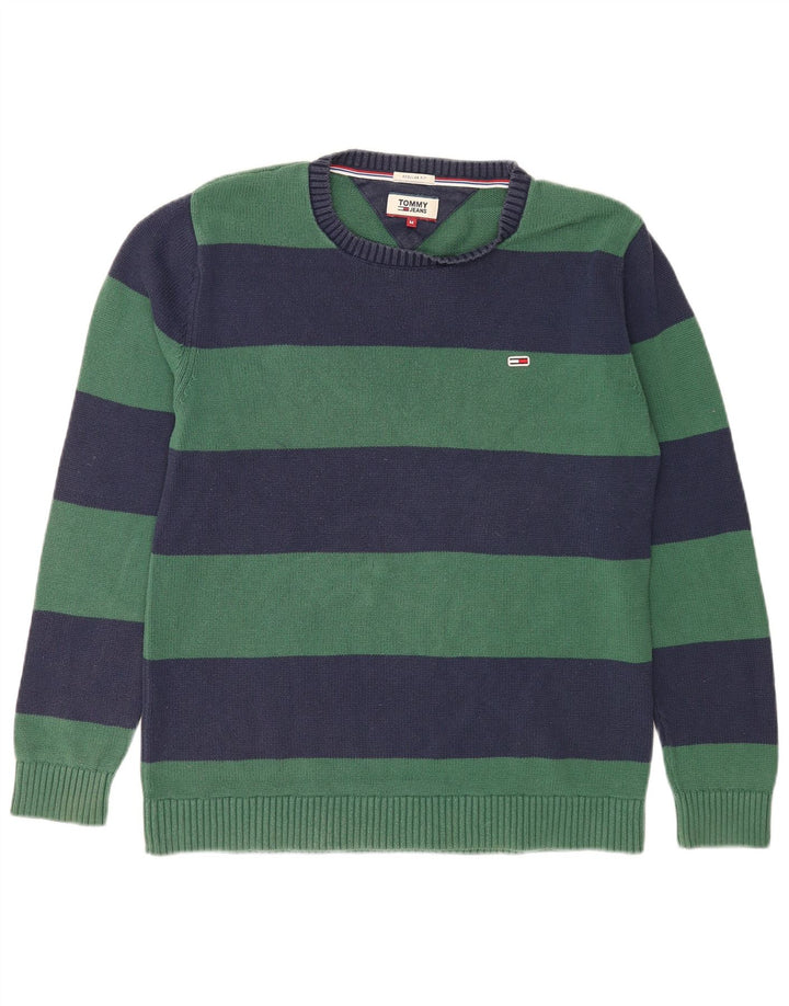 Męski sweter z okrągłym dekoltem Tommy Hilfiger w średnie zielone paski