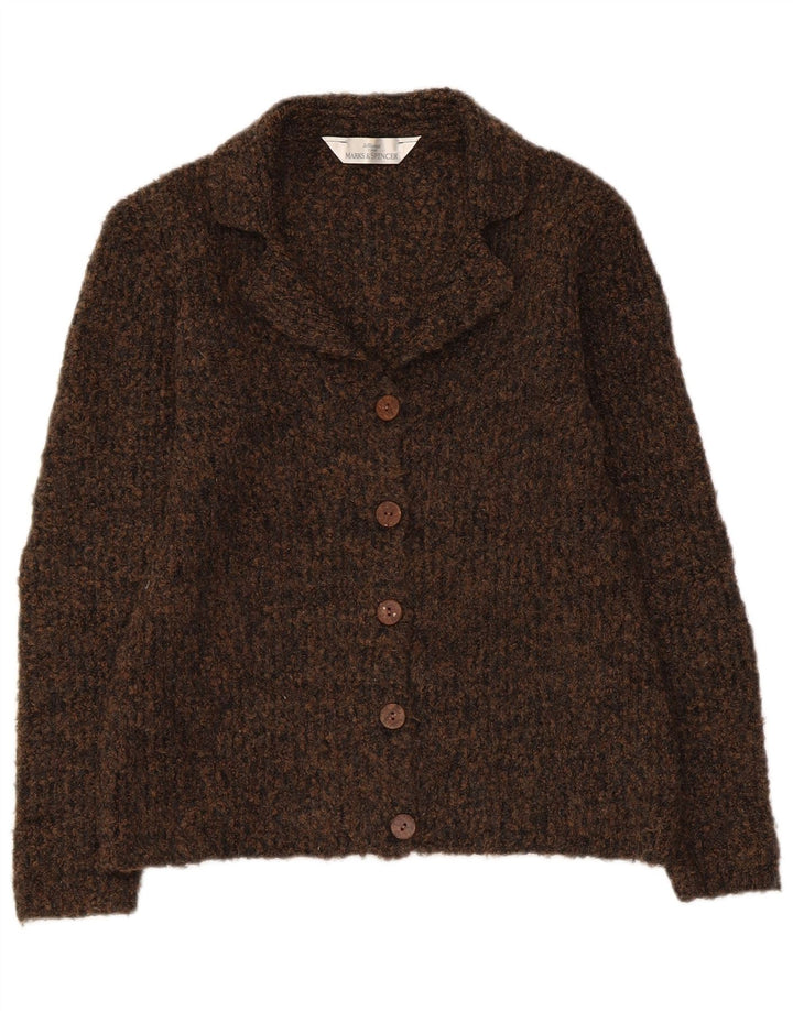 MARKS & SPENCER Damski sweter rozpinany UK 10 Mały, brązowy, nakrapiany