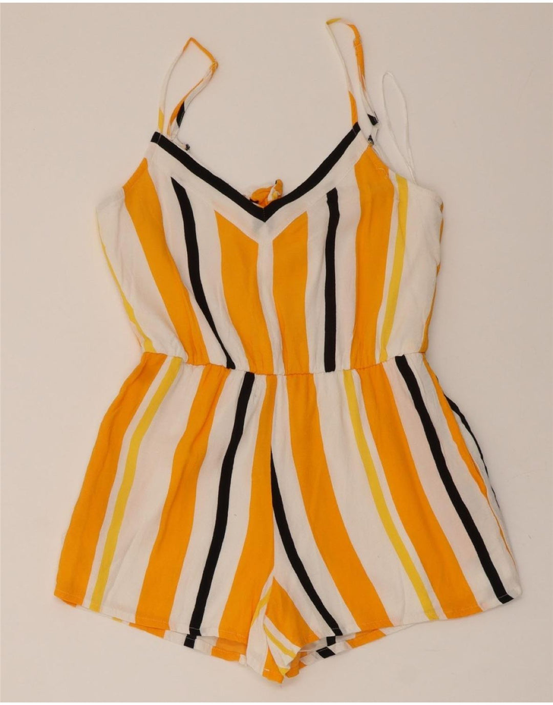 TALLY WEIJL Womens Playsuit UK 12 Medium Yellow Striped Vintage Tally Weijl and Second-Hand Tally Weijl from Messina Hembry 