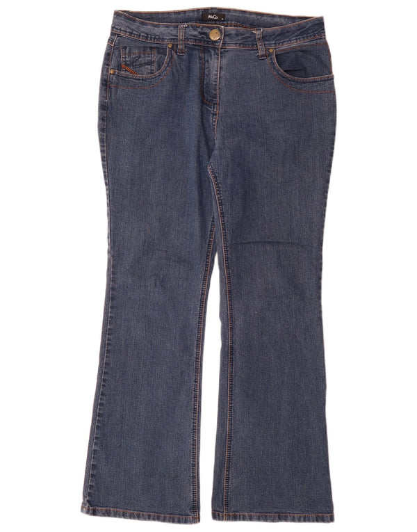 Damskie jeansy Bootcut M&Co UK 14, duże W32 L30, niebieska bawełna
