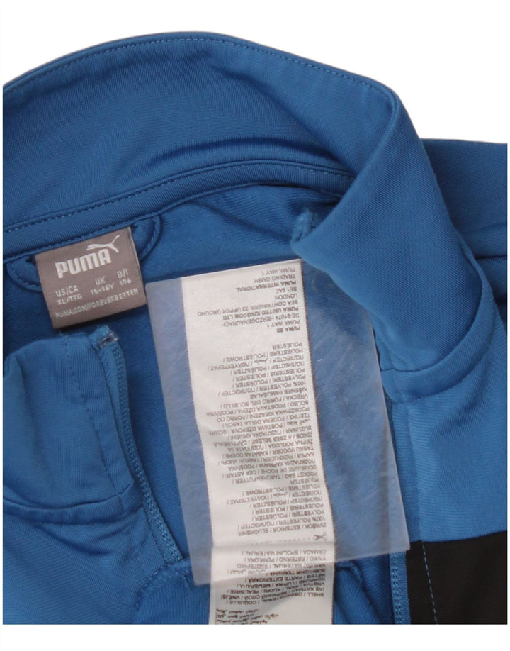 Chłopięca kurtka dresowa PUMA, 15-16 lat, niebieski poliester z blokami kolorów