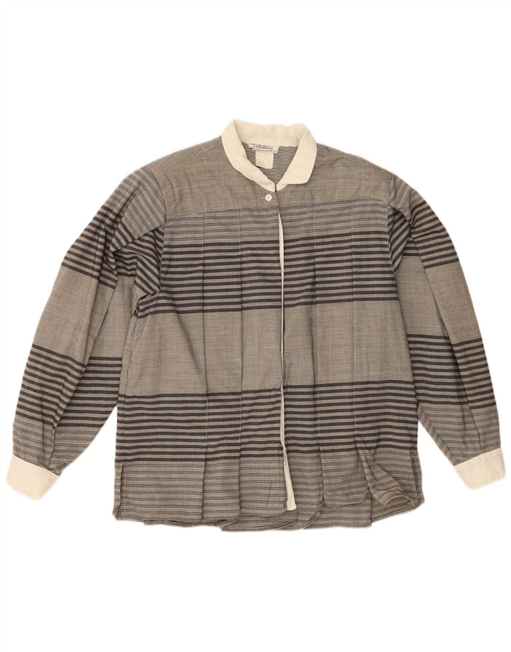 Damska bluzka koszulowa w stylu vintage IT 44 w średnie szare paski