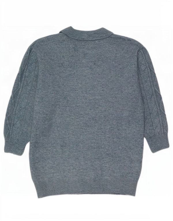 Marks & Spencer Damski sweter polo UK 16, duży, niebieski nakrapiany