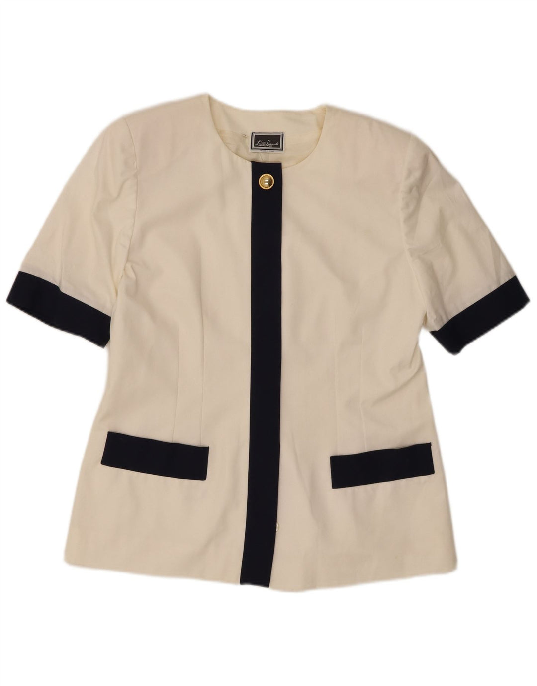LUISA SPAGNOLI Womens Cardigan Top IT 46 Large Off White Colourblock