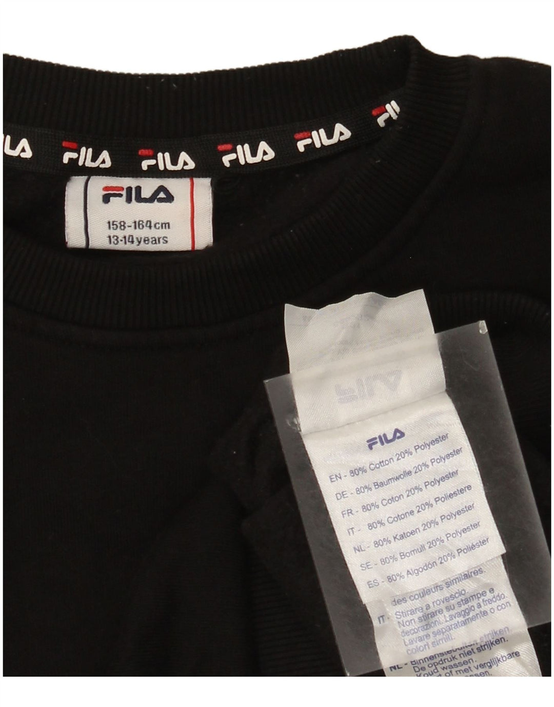 Bluza chłopięca Fila z grafiką, 13-14 lat, czarna, bawełniana