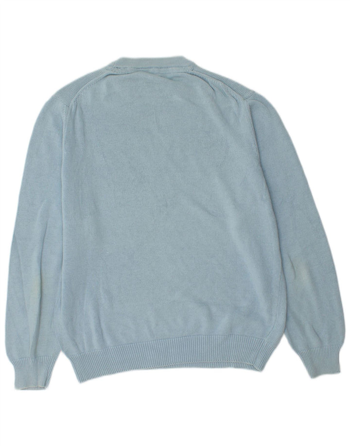 Męski sweter z okrągłym dekoltem Marina Yachting, średnioniebieski, bawełniany