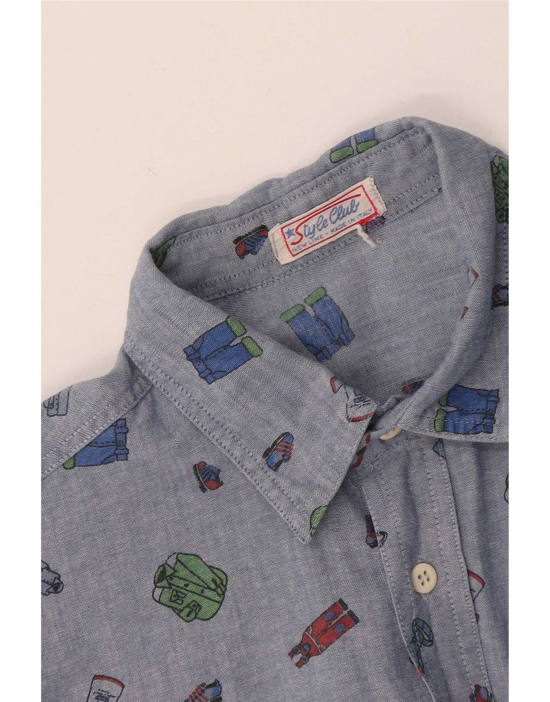 Koszula męska w stylu vintage w abstrakcyjny wzór, średni niebieski