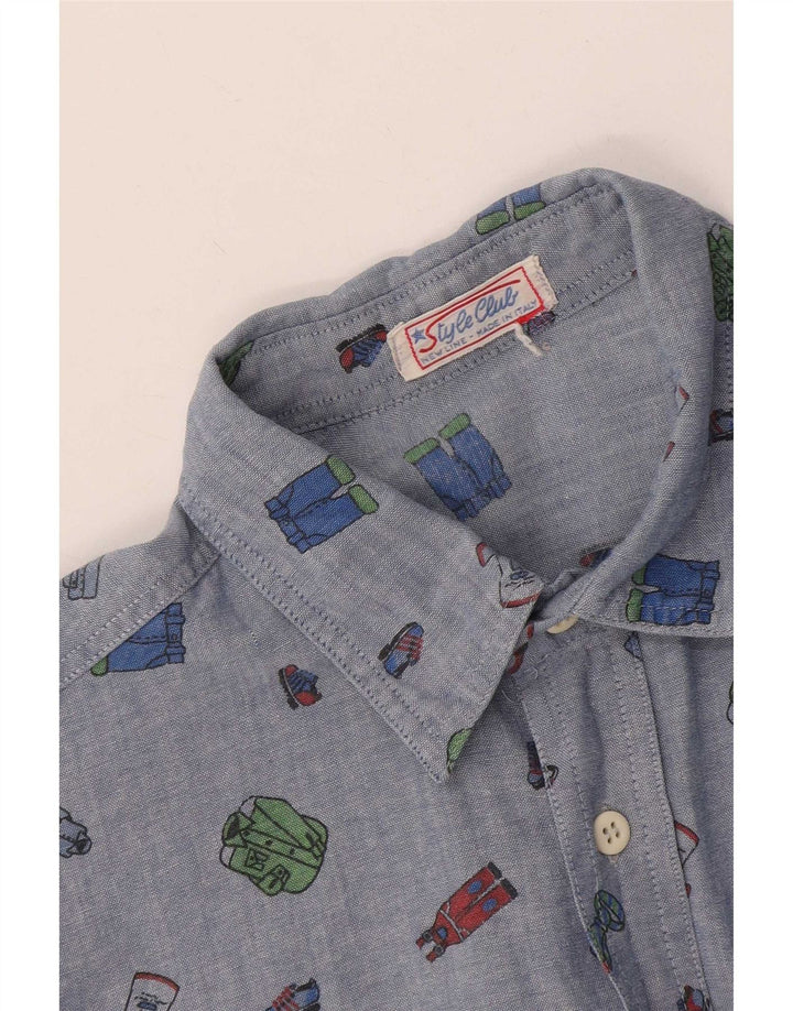 Koszula męska w stylu vintage w abstrakcyjny wzór, średni niebieski