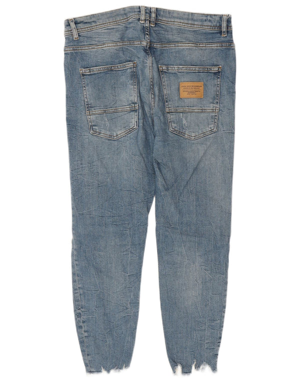 Zara Męskie jeansy Skinny Distressed Cropped EU 42 Large W32 L24 Niebieskie bawełniane